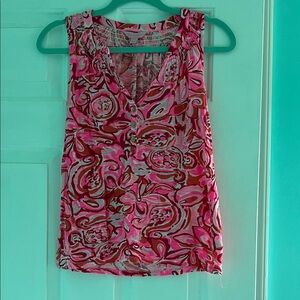 Lilly Pulitzer Essie Pink and Red Sleeveless Women's Top